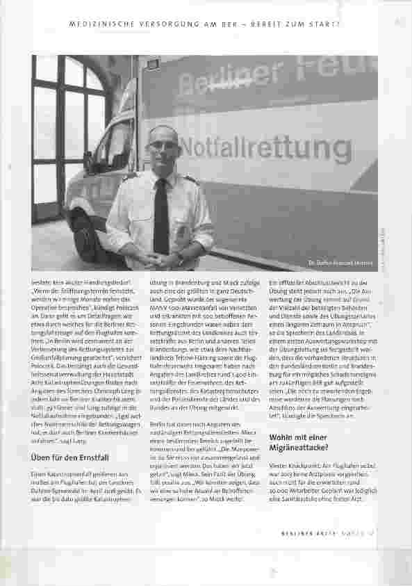 Vorschauseite 4: MEDIZINISCHE VERSORGUNG AM BER-BEREIT ZUM START?