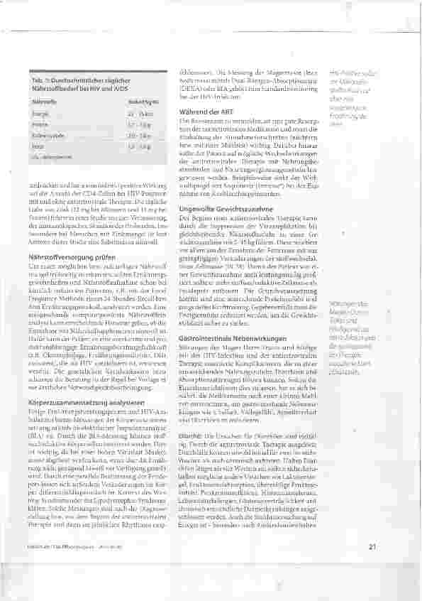 Vorschauseite 2: Speiseplan für HlV-lnfizierte