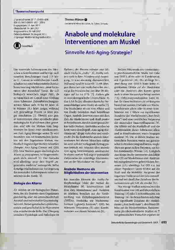 Vorschauseite 1: Anabole und molekulare Interventionen am Muskel