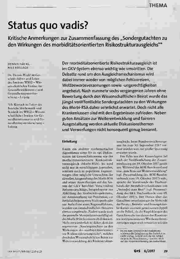 Vorschauseite 1: Status quo vadis?