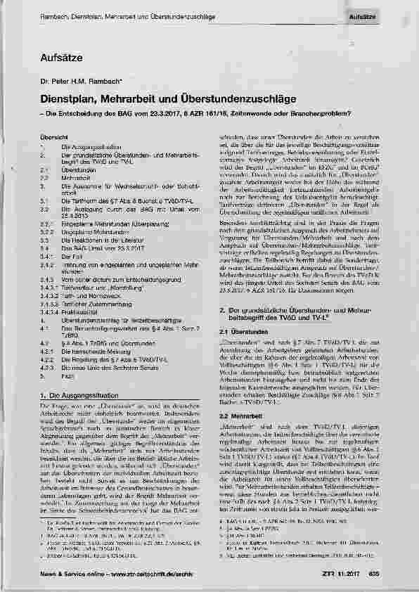 Vorschauseite 1: Dienstplan, Mehrarbeit und Überstundenzuschläge