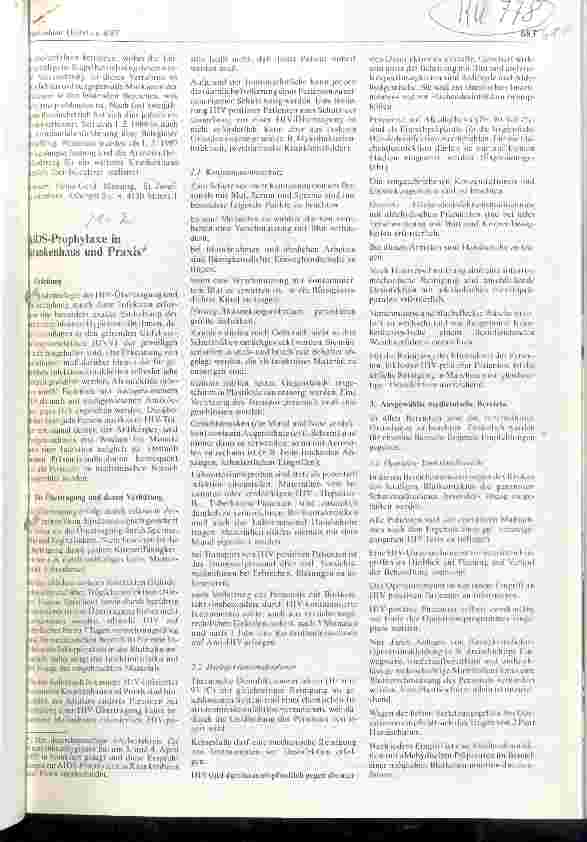 Vorschauseite 1: AIDS-Prophylaxe in Krankenhaus und Praxis
