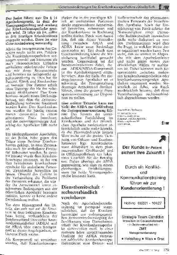 Vorschauseite 2: Gesetzesänderungen für Krankenhausapotheken erforderlich 4. Kasseler Symposium für Krankenhausapotheken macht Handlungsbedarf deutlich