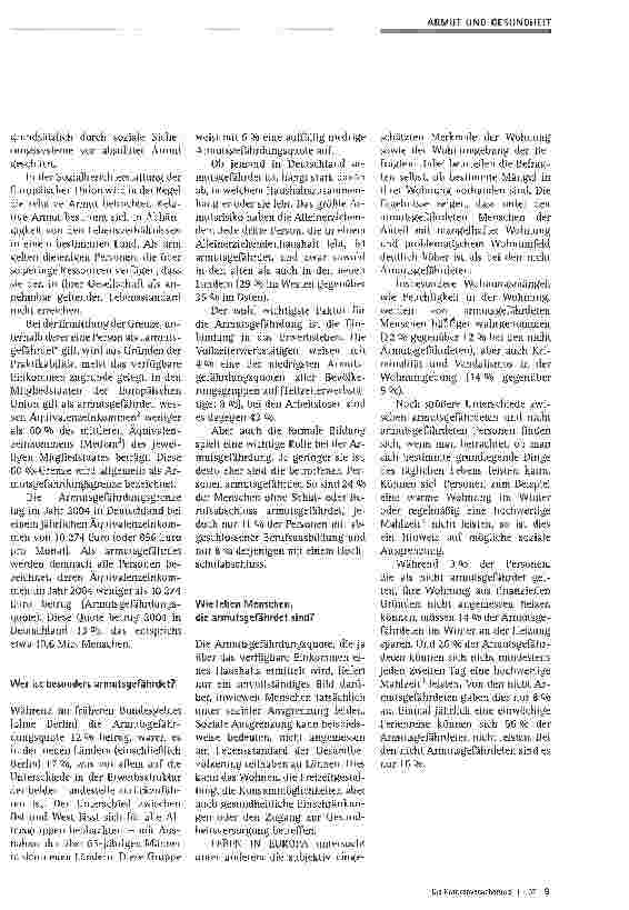 Vorschauseite 2: Armutsgefahrdung und Gesundheit - Daten aus der Statistik LEBEN IN EUROPA