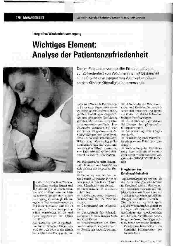 Vorschauseite 1: Wichtiges Element: Analyse der Patientenzufriedenheit