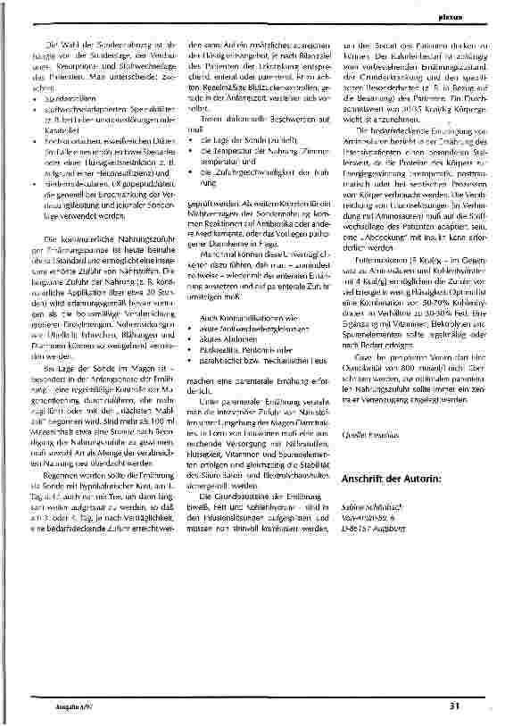 Vorschauseite 2: Die Ernährung des Intensivpatienten