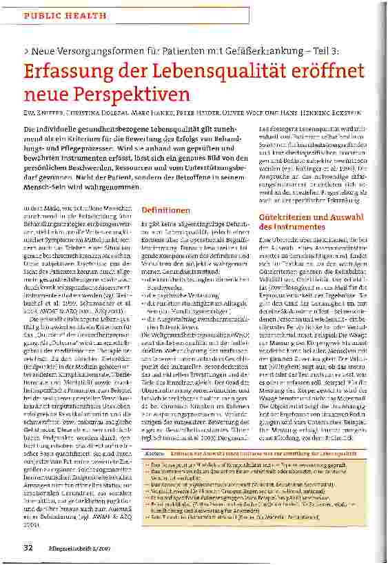 Vorschauseite 1: Neue Versorgungsformen für Patienten mit Gefäßerkrankung - Teil 3: Erfassung der Lebensqualität eröffnet neue Perspektiven