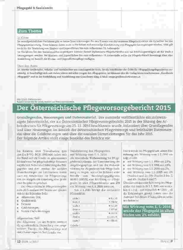 Vorschauseite 3: Pflegegeldbegutachtung durch Pflegefachkräfte keine Einschränkungen im sozialgerichtlichen Verfahren