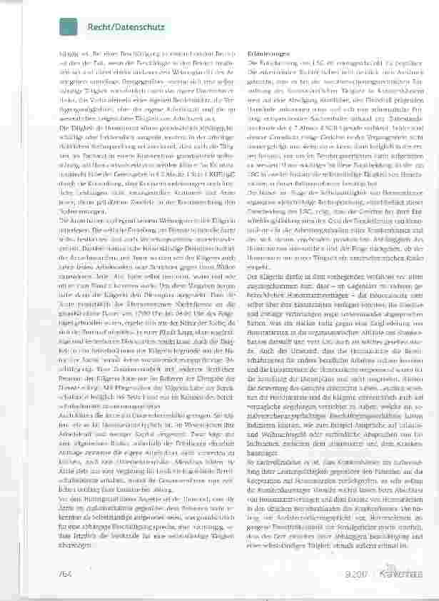 Vorschauseite 2: Selbstständige Tätigkeit von (Honorar’)Bereitschaftsärzten im Krankenhaus