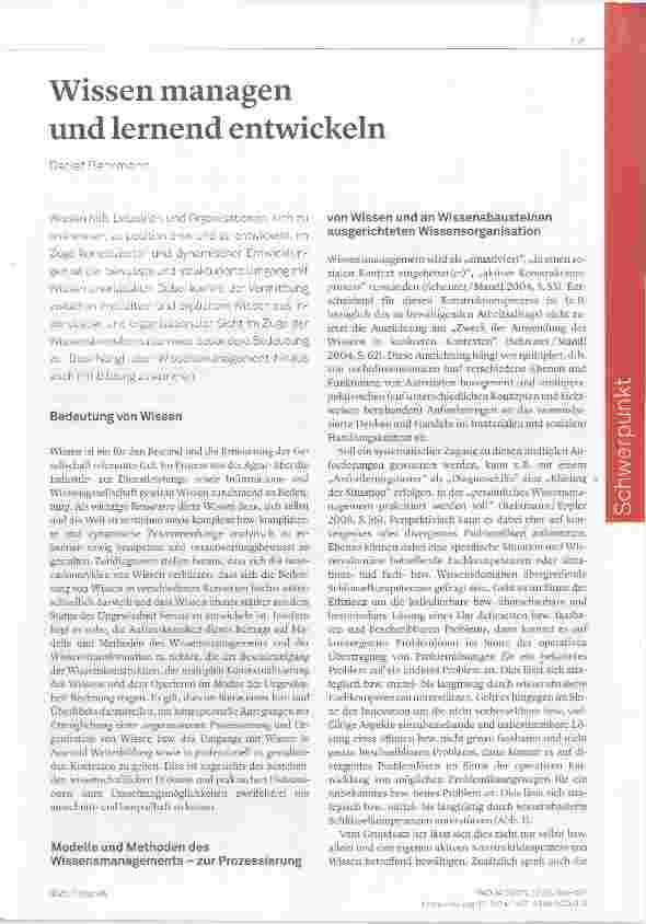 Vorschauseite 1: Wissen managen und lernend entwickeln