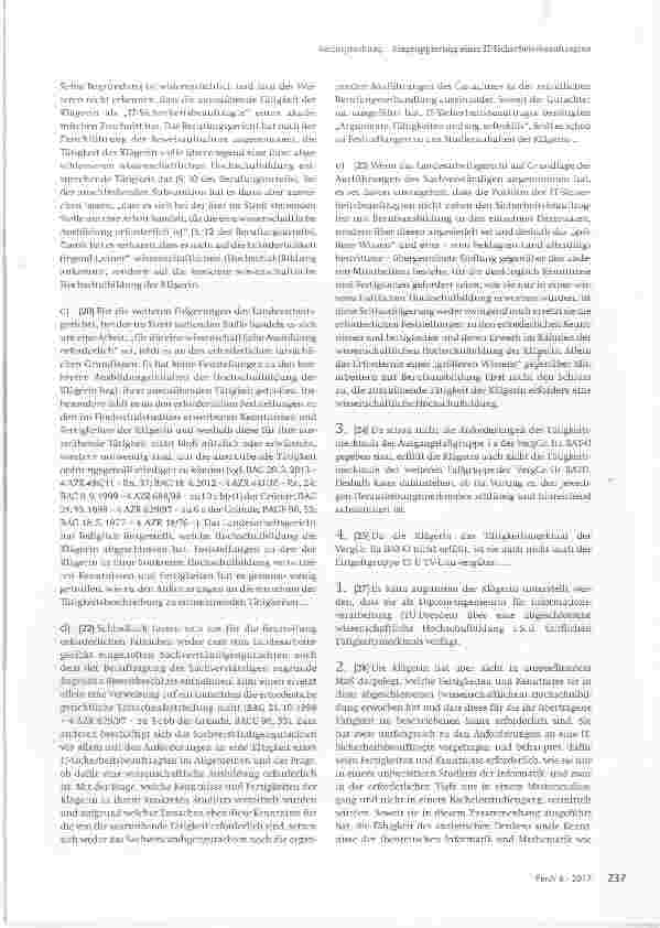 Vorschauseite 3: Eingruppierung einer IT-Sicherheitsbeauftragten Notwendige Voraussetzung einerabgeschlossenen wissenschaftlichen Hochschulbildung