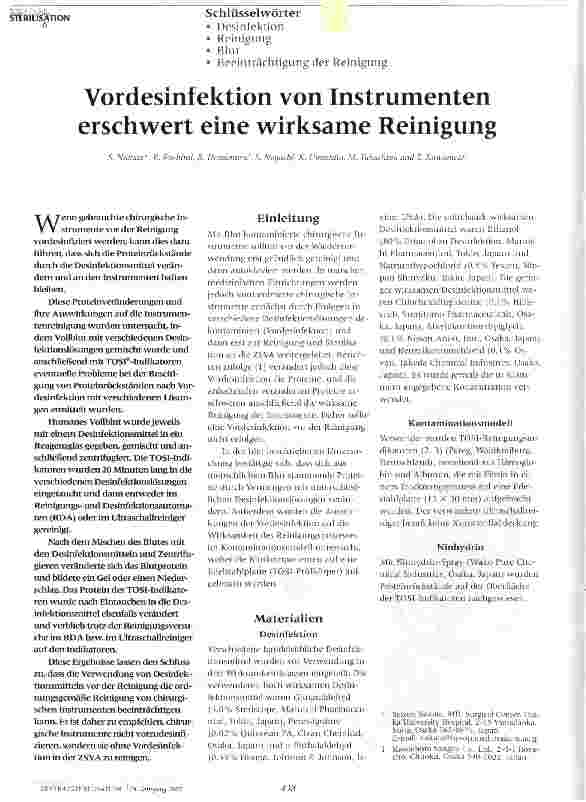 Vorschauseite 1: Vordesinfektion von Instrumenten erschwert eine wirksame Reinigung
