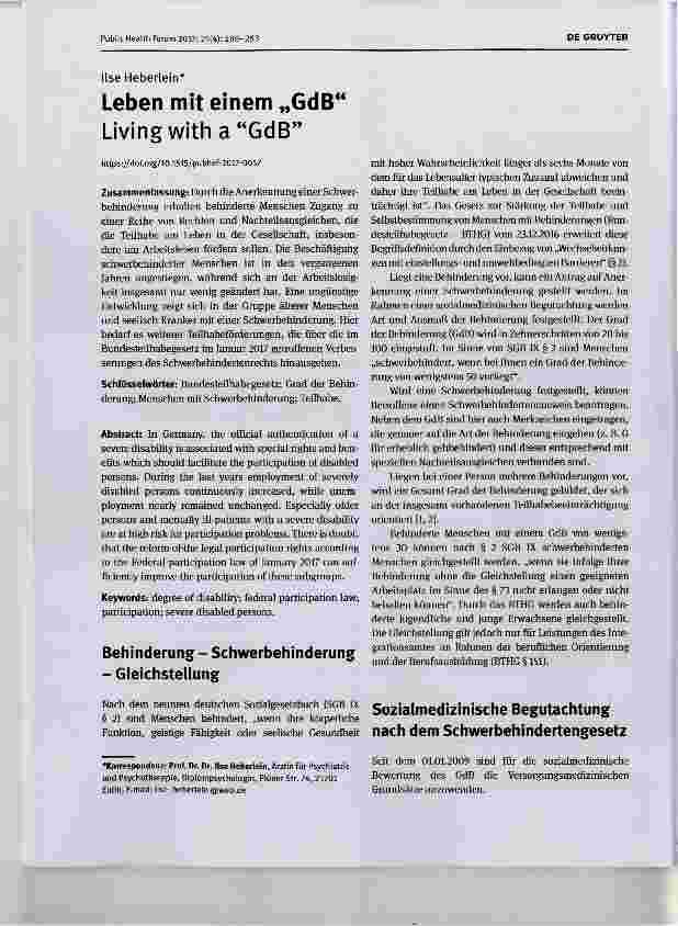 Vorschauseite 1: Leben mit einem „GdB“