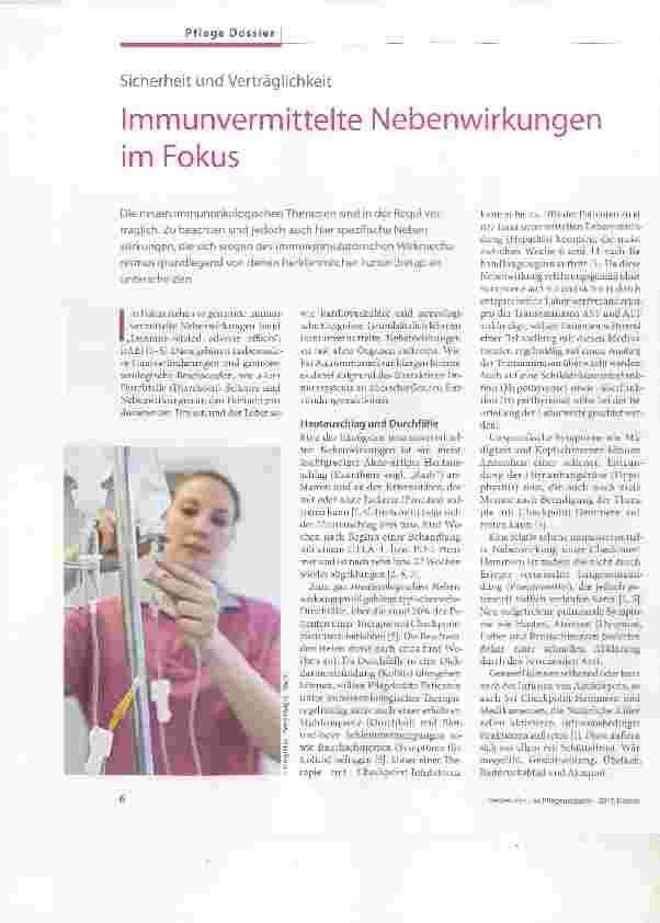 Vorschauseite 1: Sicherheit und Verträglichkeit Immunvermittelte Nebenwirkungen im Fokus