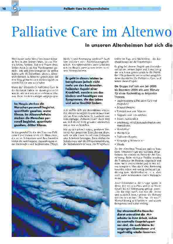 Vorschauseite 1: Palliative Care im Altenwohnheim