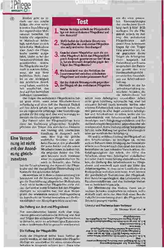 Vorschauseite 4: Rechtsprobleme in der Pflege Teil 1: Die Zusammenarbeit ambulanter Dienste mit dem Hausarzt