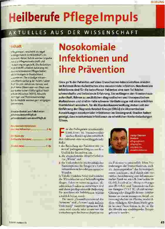 Vorschauseite 1: Heilberufe Pflege Impuls - Nosokomiale Infektionen und ihre Prävention