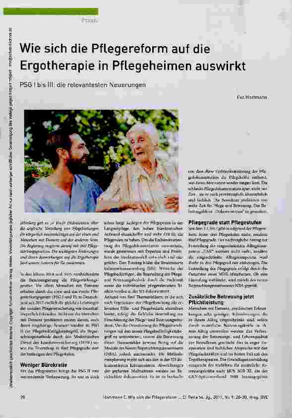 Vorschauseite 1: Wie sich die Pflegereform auf die Ergotherapie in Pflegeheimen auswirkt PSG I bis IN: die relevantesten Neuerungen