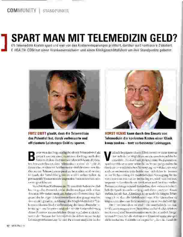Vorschauseite 1: SPART MAN MIT TELEMEDIZIN GELD?