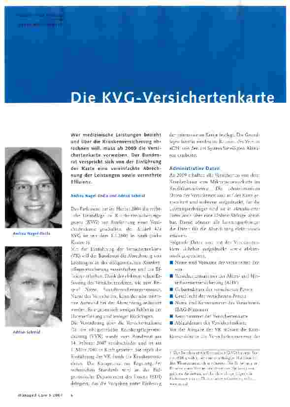 Vorschauseite 1: Die KVG-Versichertenkarte