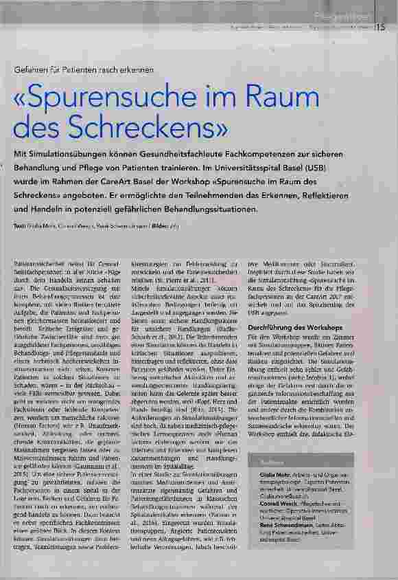 Vorschauseite 1: «Spurensuche im Raum des Schreckens»