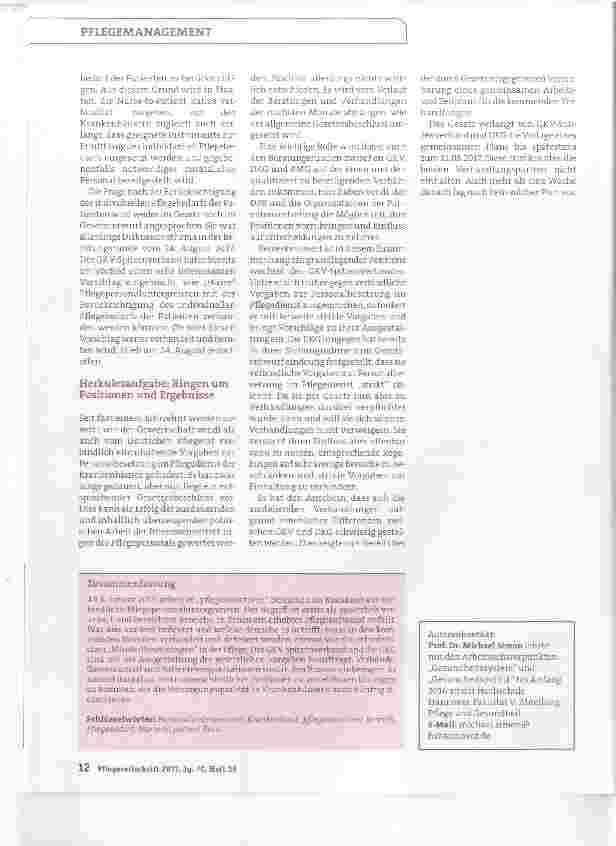 Vorschauseite 4: Pflegepersonaluntergrenzen: Start beschlossen Umsetzung offen