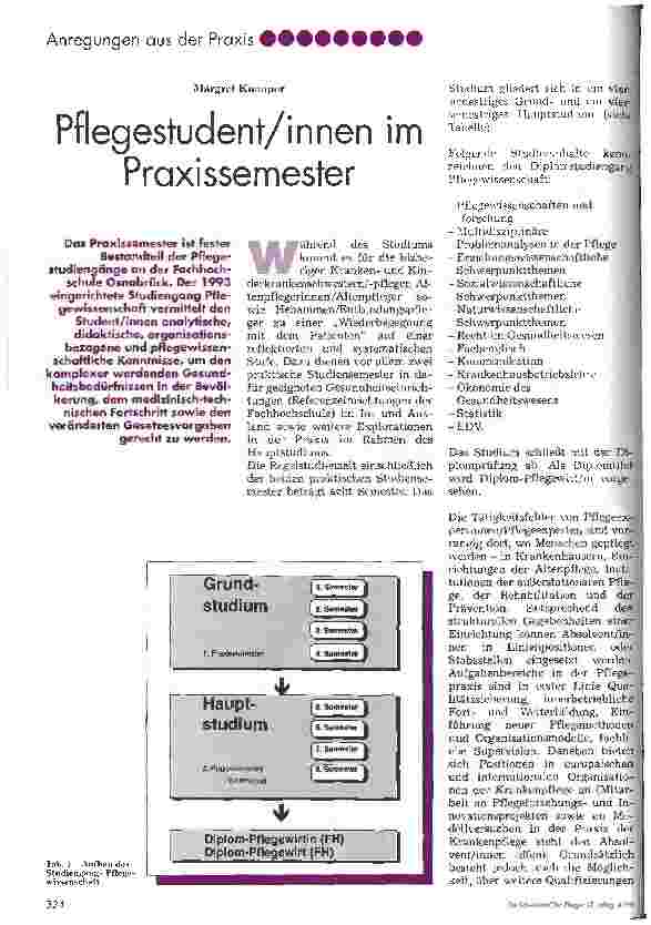 Vorschauseite 1: Pflegestudent/innen im Praxissemester
