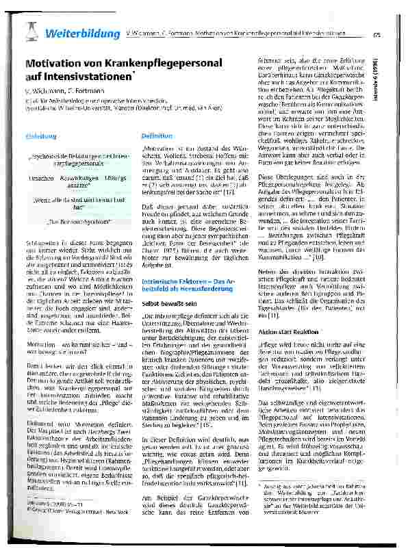 Vorschauseite 1: Motivation von Krankenpflegepersonal auf Intensivstationen