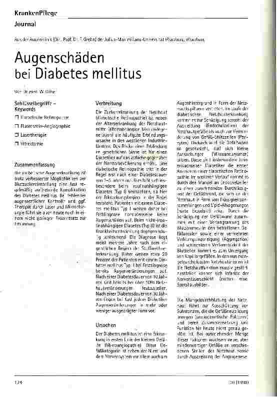 Vorschauseite 1: Augenschäden bei Diabetes mellitus