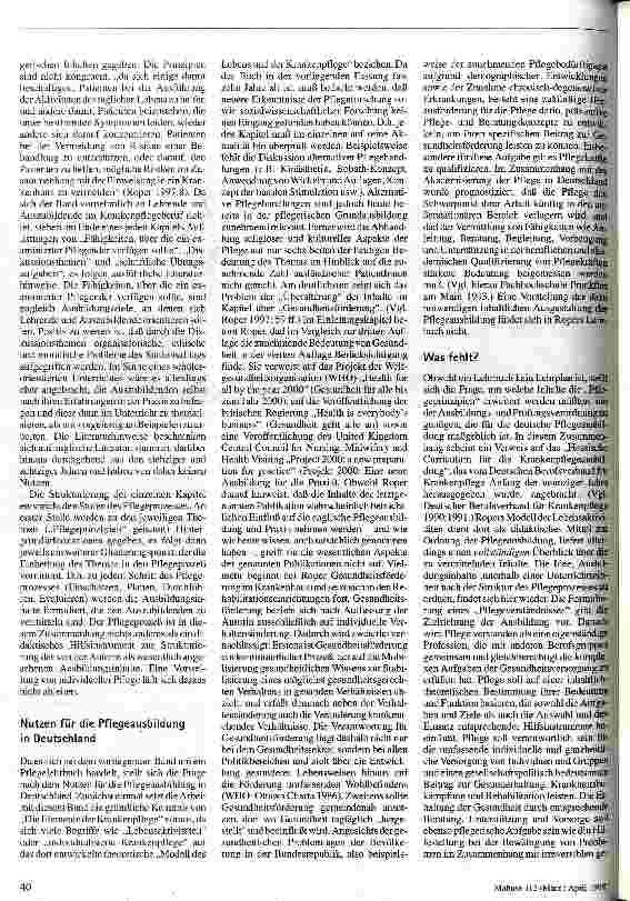 Vorschauseite 3: Ist Nancy Roper noch aktuell? Anmerkung zur Übersetzung von Priciples of Nursing in Process Context