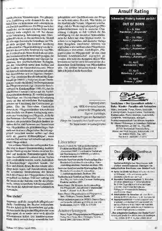 Vorschauseite 4: Ist Nancy Roper noch aktuell? Anmerkung zur Übersetzung von Priciples of Nursing in Process Context
