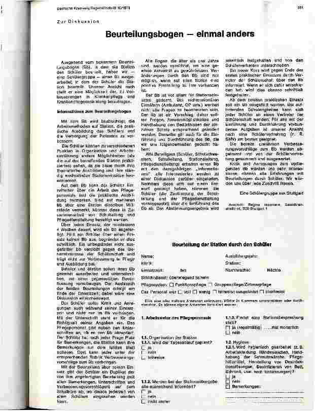 Vorschauseite 1: Beurteilungsbogen - einmal anders