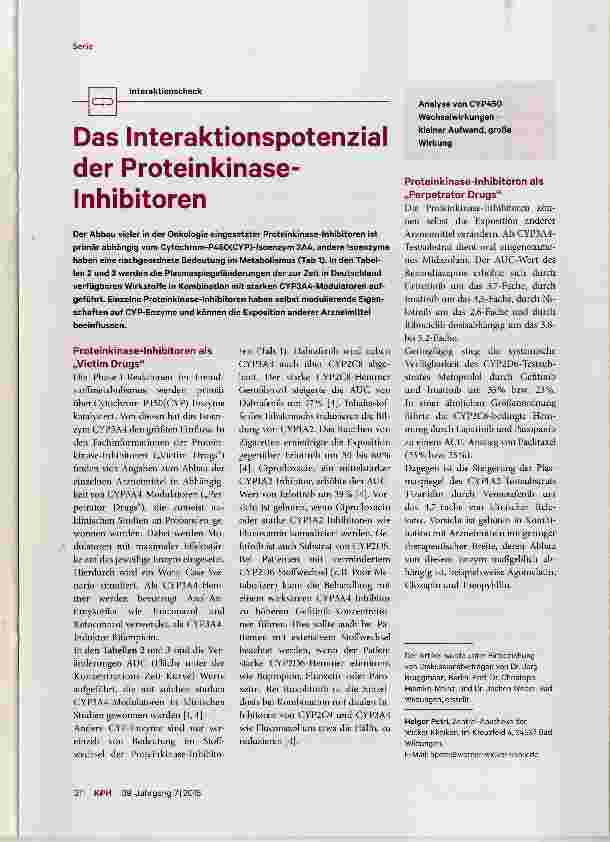 Vorschauseite 1: Das Interaktionspotenzial der Proteinkinase-Inhibitoren