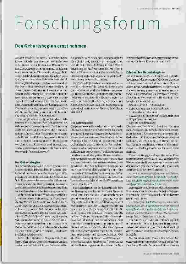 Vorschauseite 1: Forschungsforum Den Geburtsbeginn ernst nehmen