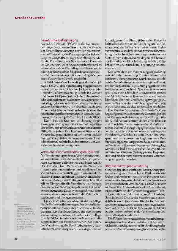 Vorschauseite 3: Datenschutz-Grundverordnung zwingt die KrankenhausLeitung zum Handeln