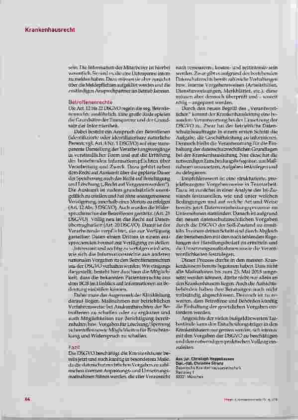 Vorschauseite 5: Datenschutz-Grundverordnung zwingt die KrankenhausLeitung zum Handeln