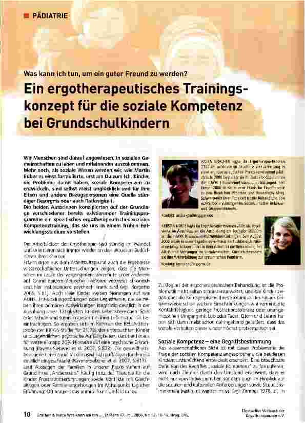 Vorschauseite 1: Ein ergotherapeutisches Trainingskonzept für die soziale Kompetenz bei Grundschulkindern