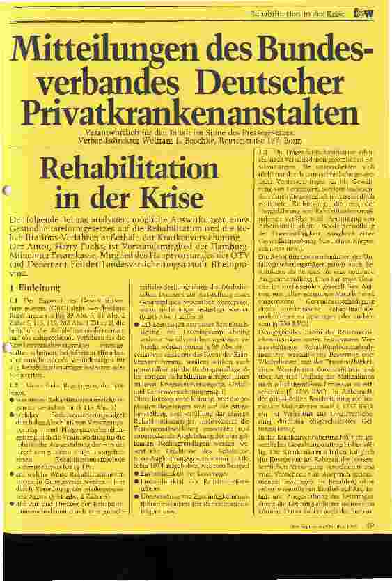 Vorschauseite 1: Rehabilitation in der Krise