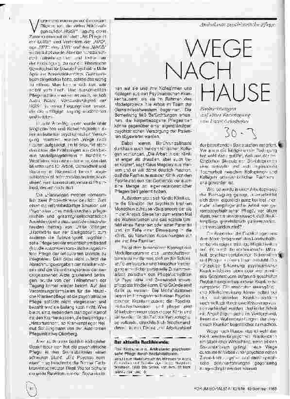 Vorschauseite 1: Wege nach Hause Ambulante psychiatrische Pflege