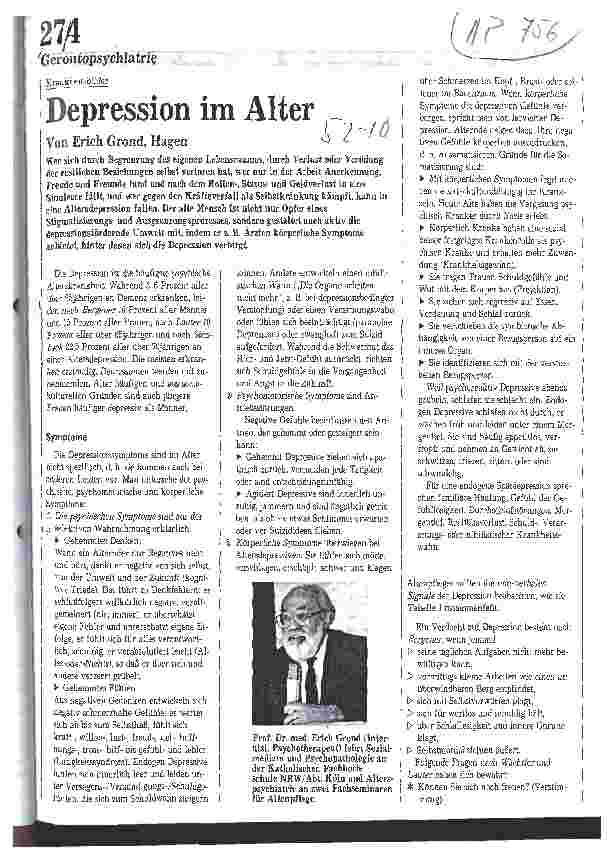 Vorschauseite 1: Depression im Alter