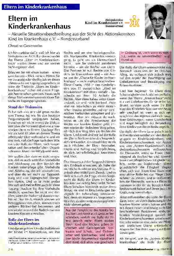 Vorschauseite 1: Eltern im Kinderkrankenhaus