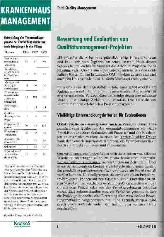 Vorschauseite 1: Bewertung und Evaluation von Qualitätsmanagement-Projekten
