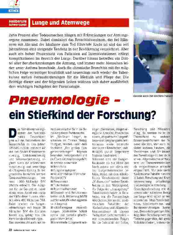 Vorschauseite 1: Pneumologie - ein Stiefkind der Forschung?