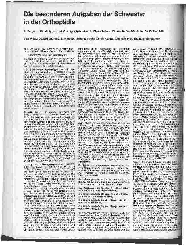 Vorschauseite 1: Die besonderen Aufgaben der Schwester in der Orthopädie 7. Folge: Umstellgipse u. Quengelgipsverband, Gipsschalen