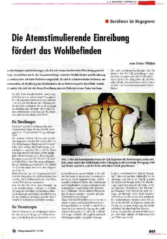 Vorschauseite 1: Die Atemstimulierende Einreibung fördert das Wohlbefinden Berühren ist Begegnung