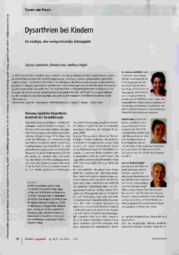 Vorschauseite 1: Dysarthrien bei Kindern