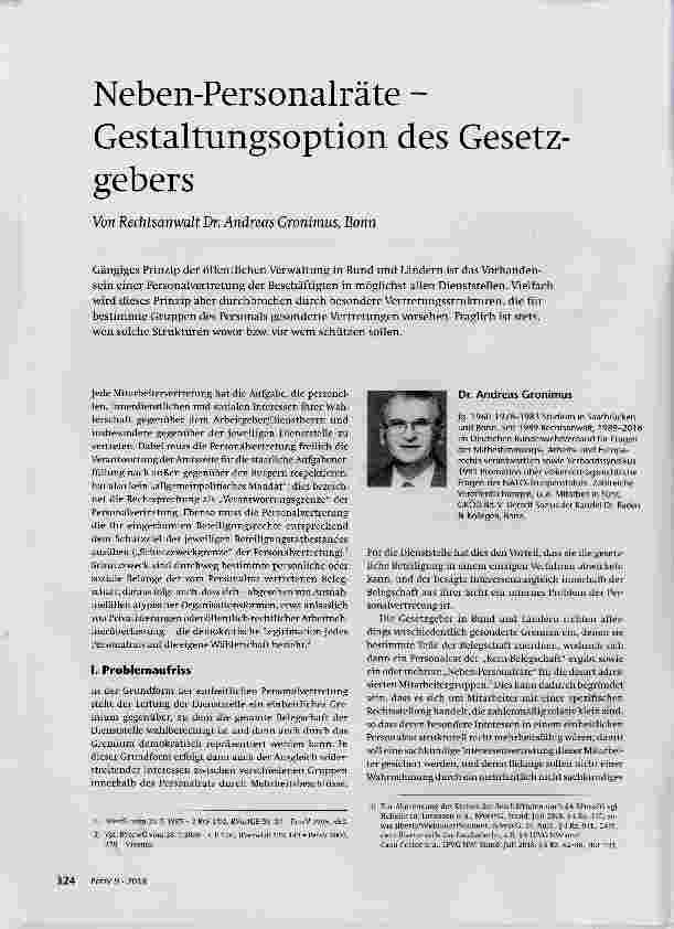 Vorschauseite 1: Neben-Personalräte Gestaltungsoption des Gesetzgebers