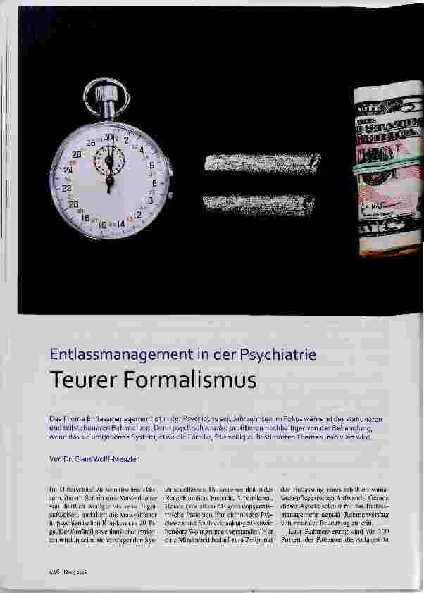 Vorschauseite 1: Entlassmanagement in der Psychiatrie Teurer Formalismus