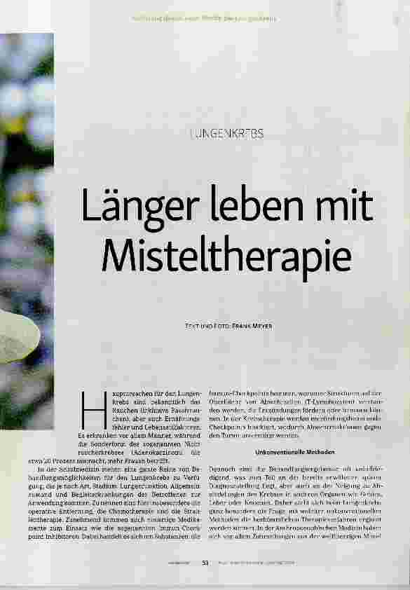 Vorschauseite 2: Länger leben mit Misteltherapie
