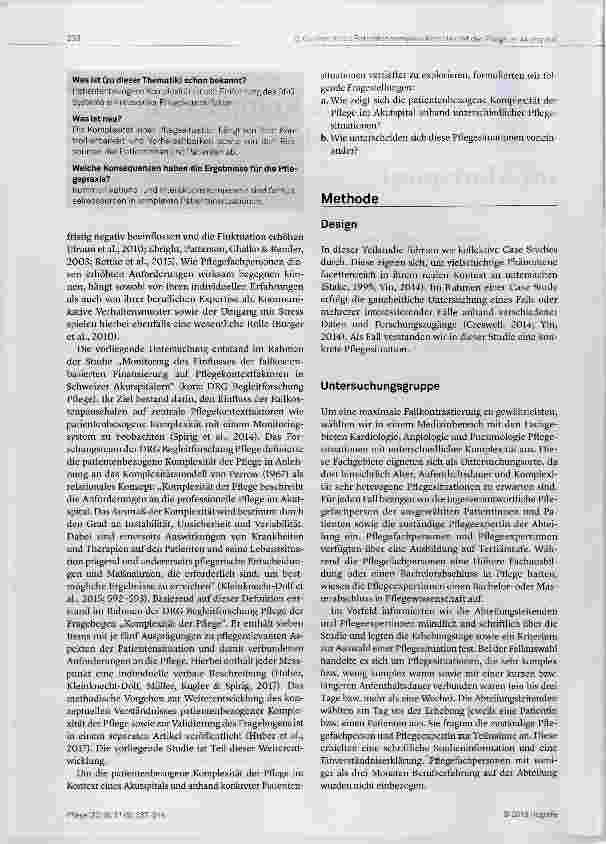 Vorschauseite 2: Patientenbezogene Komplexität in der Pflege - kollektive Case Studies im Akutspital